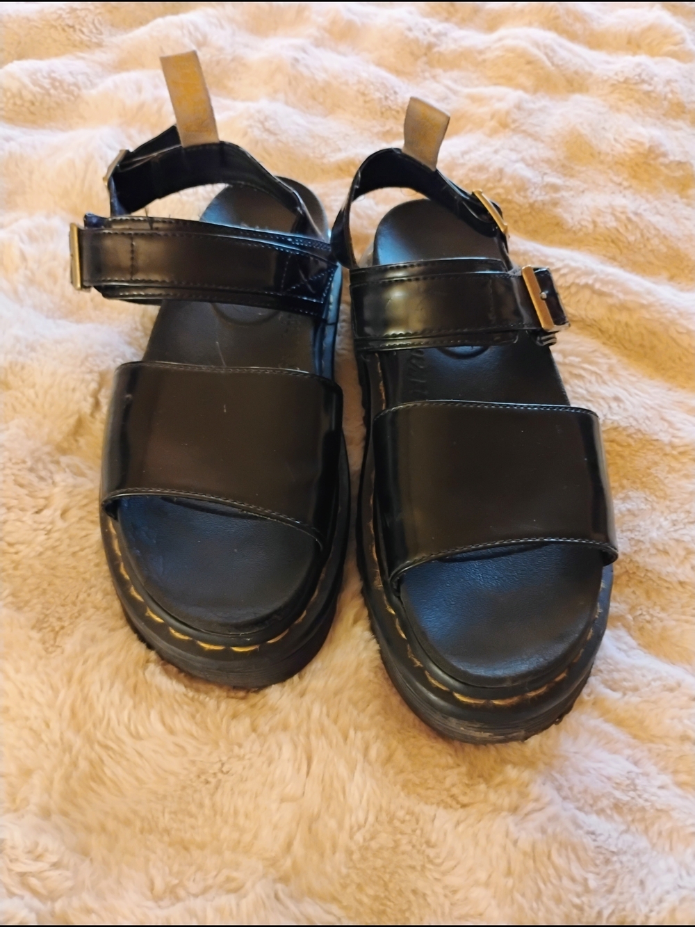 Dr. Martens Black Leather Platform Sandals